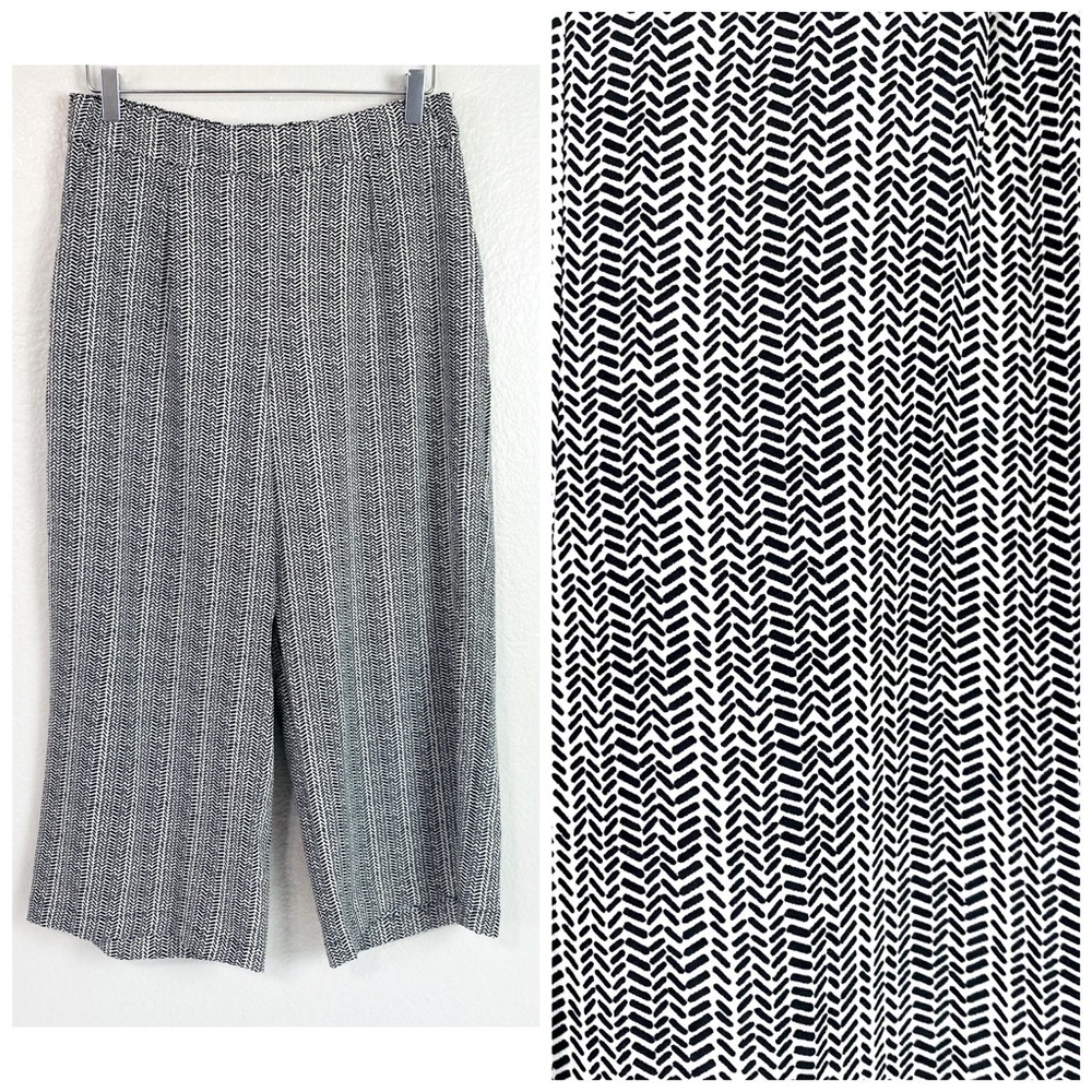 Croft & Barrow Houndstooth Cropped Wide Leg Pants Size M